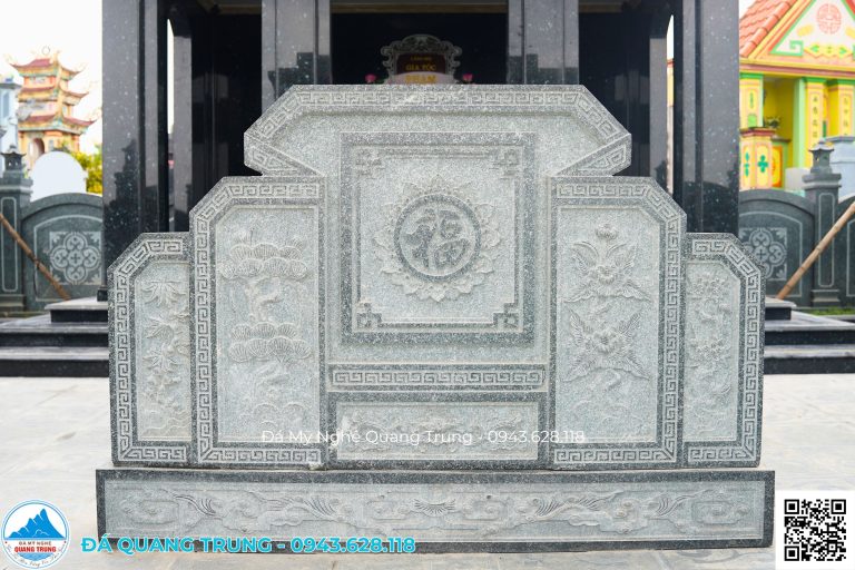 Mẫu bình phong đá xanh đen, xanh rêu và granite Quang Trung đã làm